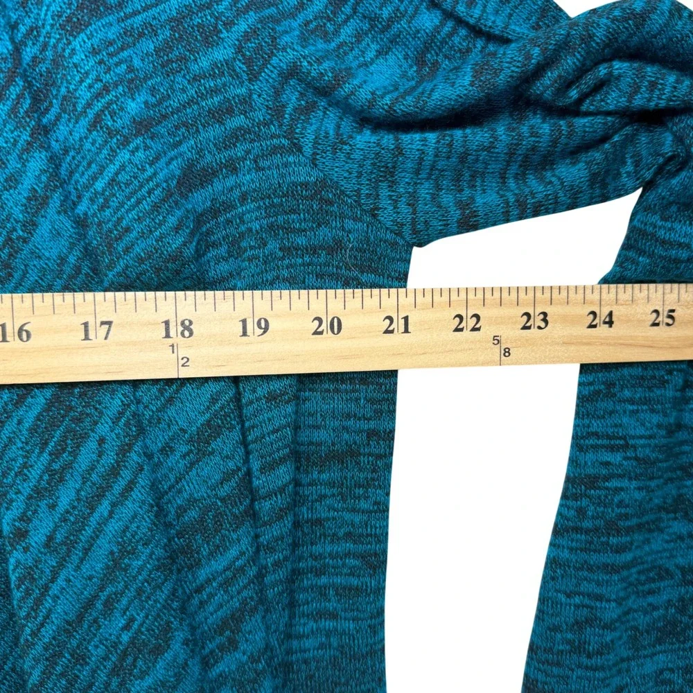 TIANA B. Women's Teal‎ Black Marled Knit Dress Waterfall Cardigan Set Size 10